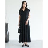 [低身長/高身長サイズ有]キーネックフレンチスリーブポロワンピース | Re:EDIT | 詳細画像2 