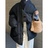 ブラック(001) | マイクロタフタマフラー付きノーカラー中綿フェイクダウンジャケット | Re:EDIT