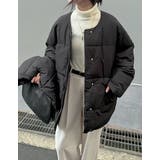 マイクロタフタマフラー付きノーカラー中綿フェイクダウンジャケット | Re:EDIT | 詳細画像16