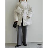 マイクロタフタマフラー付きノーカラー中綿フェイクダウンジャケット | Re:EDIT | 詳細画像30