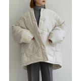 マイクロタフタマフラー付きノーカラー中綿フェイクダウンジャケット | Re:EDIT | 詳細画像33