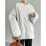 アイボリー(003) | サイドジップノーカラー中綿ジャケット | Re:EDIT