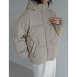 ベージュ(004) | [低身長サイズ有]フード付きスタンドカラーフェイクダウン中綿ジャケット | Re:EDIT