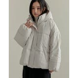 [低身長サイズ有]フード付きスタンドカラーフェイクダウン中綿ジャケット | Re:EDIT | 詳細画像12 