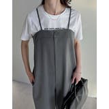 [低身長/高身長サイズ有][体型カバー]ワンボタンベアキャミサロペット | Re:EDIT | 詳細画像12 