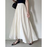 アイボリー(003) | [低身長/高身長サイズ有]ボイルクリンクルマキシフレアスカート | Re:EDIT