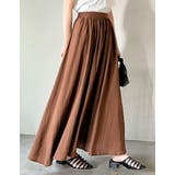 ブラウン(009) | [低身長/高身長サイズ有]ボイルクリンクルマキシフレアスカート | Re:EDIT