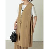 [低身長サイズ有]パールボタンサイドベルトノーカラージレベスト | Re:EDIT | 詳細画像12 