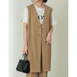 [低身長サイズ有]パールボタンサイドベルトノーカラージレベスト | Re:EDIT | 詳細画像3 