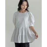 [接触冷感][UVカット][紫外線対策]パフスリーブティアードカットソーチュニッ… | Re:EDIT | 詳細画像3 