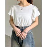 ホワイト(002) | [接触冷感][UVカット]フリルスリーブ半袖Tシャツ | Re:EDIT