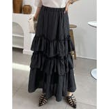 ブラック(001) | [低身長/高身長サイズ有]ワッシャークロスティアードスカート | Re:EDIT