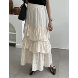 オフホワイト(002) | [低身長/高身長サイズ有]ワッシャークロスティアードスカート | Re:EDIT