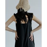 [低身長サイズ有][洗濯機で洗える]フリルストラップスクエアネックオールインワン | Re:EDIT | 詳細画像8 