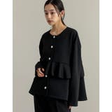 パールモチーフボタンフリルダンボールブルゾン | Re:EDIT | 詳細画像2