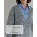 深Vネック起毛MIXブークレニットトップス | Re:EDIT | 詳細画像13 