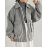 グレー(005) | ウール混シャギーオーバーサイズフライトジャケット | Re:EDIT