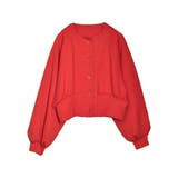 オレンジ(015) | [イージーケア]ライトダンボールラグランVネックショートカーディガン | Re:EDIT