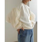 クリーム(002) | オーガンジーボリューム袖ダンボールオーバーサイズプルオーバー | Re:EDIT