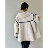 ビッグカラーフェイクレザーパイピングフレアボアコート | Re:EDIT | 詳細画像12