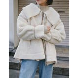 ビッグカラーフェイクレザーパイピングフレアボアコート | Re:EDIT | 詳細画像13