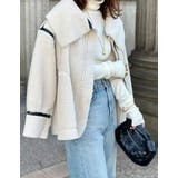 ビッグカラーフェイクレザーパイピングフレアボアコート | Re:EDIT | 詳細画像2