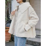 ビッグカラーフェイクレザーパイピングフレアボアコート | Re:EDIT | 詳細画像3