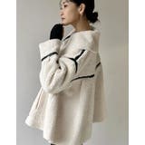 ビッグカラーフェイクレザーパイピングフレアボアコート | Re:EDIT | 詳細画像10