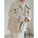 ビッグカラーフェイクレザーパイピングフレアボアコート | Re:EDIT | 詳細画像25