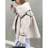 ビッグカラーフェイクレザーパイピングフレアボアコート | Re:EDIT | 詳細画像30