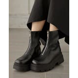 ブラック(001) | [大きいサイズ有]フロントジップトラックソールブーツ | Re:EDIT