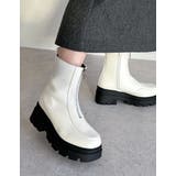 アイボリー(003) | [大きいサイズ有]フロントジップトラックソールブーツ | Re:EDIT