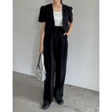 ブラック(001) | 半袖パフジャケット×スラックスセットアップ | Re:EDIT