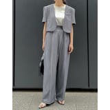 グレー(005) | 半袖パフジャケット×スラックスセットアップ | Re:EDIT