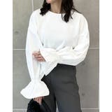 ホワイト(002) | 異素材切り替えキャンディースリーブ裏毛トップス | Re:EDIT