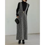 [低身長サイズ有]カットツイードウエストベルト付きジャンパースカート | Re:EDIT | 詳細画像4 