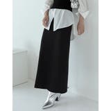 ラメブラック(001) | [低身長サイズ有]前後2WAYラメリブニットナロースカート | Re:EDIT