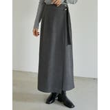 グレー(005) | [低身長/高身長サイズ有]微起毛ツイルラップ風スカート | Re:EDIT