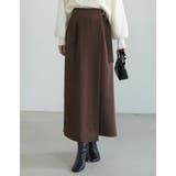 ブラウン(009) | [低身長/高身長サイズ有]微起毛ツイルラップ風スカート | Re:EDIT