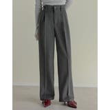 グレー(005) | 微起毛ツイルダブルタックワイドパンツ | Re:EDIT