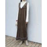 [低身長サイズ有]深Vネック裾フリルベロアワンピース | Re:EDIT | 詳細画像13 