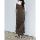 [低身長サイズ有]深Vネック裾フリルベロアワンピース | Re:EDIT | 詳細画像15 