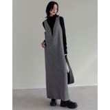 [新色追加][低身長サイズ有]ミラノリブ変形キーネックＩラインニットワンピース | Re:EDIT | 詳細画像3 