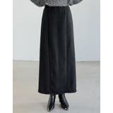 ブラック(001) | [低身長/高身長サイズ有]メルトンシャギーナロースカート | Re:EDIT