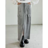 シルバーグレー(005) | [低身長/高身長サイズ有]カットベロアスリットカーゴスカート | Re:EDIT