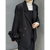 ブラック(001) | 微起毛ツイルダブルテーラードジャケット | Re:EDIT