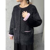 ラメ配色ノーカラーニットコート | Re:EDIT | 詳細画像12