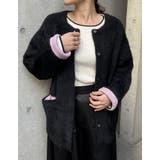 ラメ配色ノーカラーニットコート | Re:EDIT | 詳細画像4