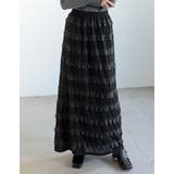 ブラック(001) | [低身長サイズ有]フリルジャガードカットソーナロースカート | Re:EDIT