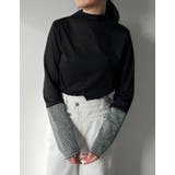 ブラック×シルバー(001) | [2024SS PRE ORDER]プチハイネックラメスリーブシアートップス | Re:EDIT